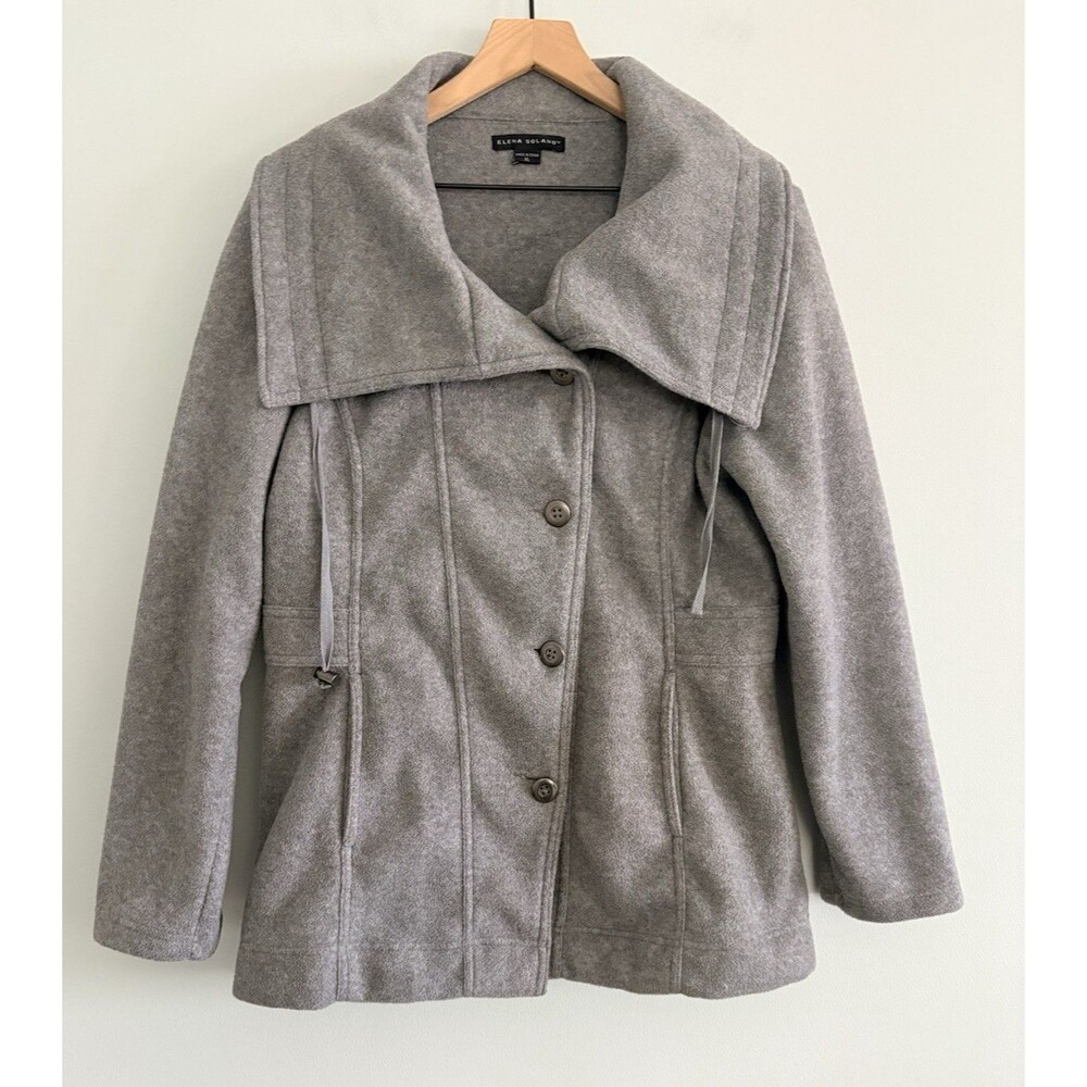 Elena Solano Fleece Coat Jacket Gray Women’s Size XL
